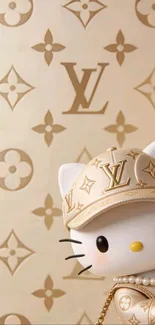 Luxury themed cartoon wallpaper with beige tones.