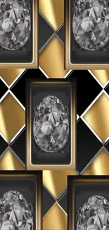 Luxury diamond and gold pattern wallpaper for mobile.