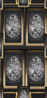 Luxury diamond pattern with gold accents on a phone wallpaper.