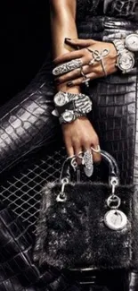 Chic fashion accessories with black leather.