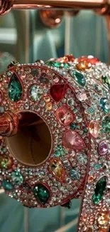 Luxury toilet paper roll with jeweled embellishments.