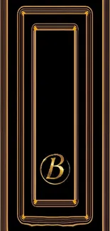 Luxury geometric mobile wallpaper with gold border and black background.