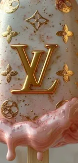 Luxury ice cream wallpaper with gold accents.