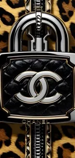 Luxury lock with leopard print background wallpaper.