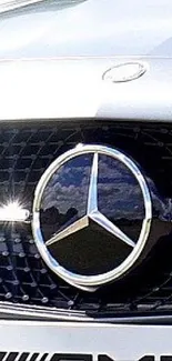 Mercedes Benz car with green background.