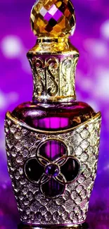 Purple and gold detailed perfume bottle wallpaper.