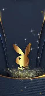 Luxurious black and gold wallpaper featuring a golden bunny logo.