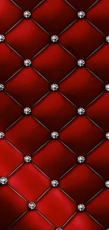 Luxury red quilted pattern with diamond accents, perfect for phones.