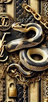 Luxurious snake design with gold accents.