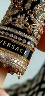 Versace luxury ice cream with gold details.