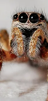 Macro close-up of a spider with detailed textures and vivid brown tones.