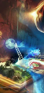 Child's imagination in magical fantasy setting with vivid colors.