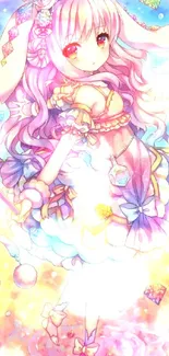 Whimsical anime character in pastel colors with fantasy elements.