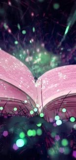 Magical book with glowing pages and mystical ambience.