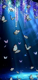 Magical purple butterfly wallpaper with enchanting glow.