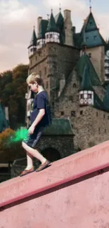 Child with magic power at a medieval castle.