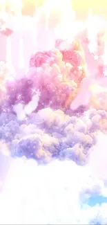 Dreamy pastel clouds and stars wallpaper with a magical ambiance.