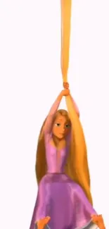 Rapunzel holding hair, enchanting Disney art