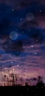 Evening sky with stars and clouds wallpaper for mobile.