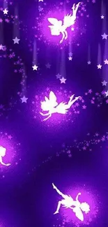 Vibrant purple wallpaper with glowing fairies.