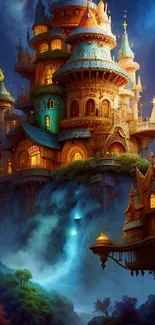 Magical fantasy castle in a mystical night.