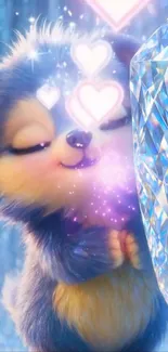 Cute furry creature with sparkling diamond wallpaper.