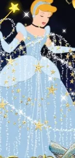 A magical princess in a sparkling, elegant gown and tiara.