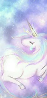 Dreamy unicorn in a pastel sky wallpaper.