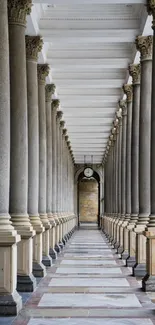Elegant corridor with classical columns