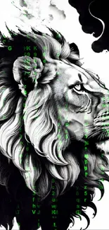 Black and white lion illustration, perfect for wallpapers.