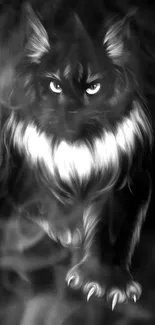 Majestic black and white cat illustration for mobile wallpaper.