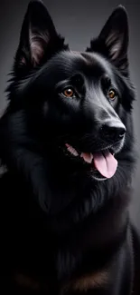 Majestic black dog portrait wallpaper with striking features.