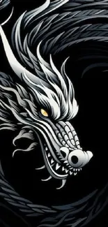 Intricate black dragon artwork with a bold and mystical design.