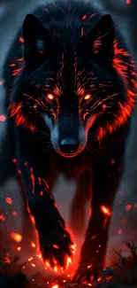 Majestic Black Fire Wolf Live Wallpaper