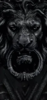 Majestic black lion art wallpaper design.