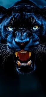 Majestic black panther with piercing eyes.