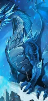 Majestic blue dragon mobile wallpaper art.