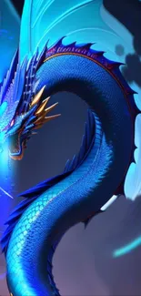 Vibrant blue dragon artwork for mobile wallpaper.