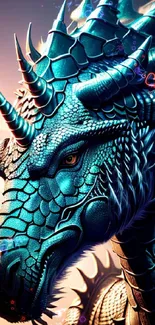 Detailed blue dragon with scales, set in a fantasy art style.