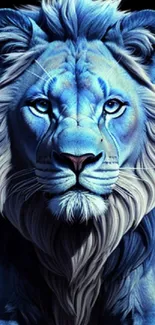 Majestic blue lion artwork for mobile wallpaper.