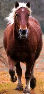 Majestic brown horse in natural setting, showcasing its strength and beauty.