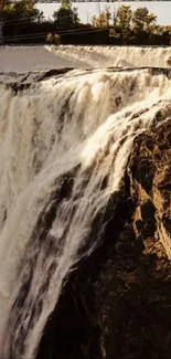 Stunning Canadian waterfall cascading amidst lush greenery.