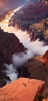 Majestic canyon at sunset with vivid colors.