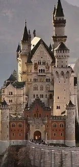 Majestic castle amidst autumn foliage.