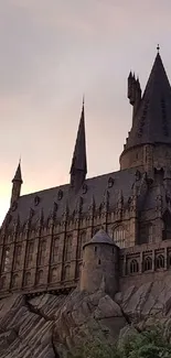 Majestic castle silhouette against a serene sky.