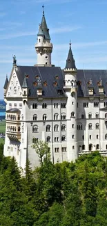 Neuschwanstein Castle with greenery and sky