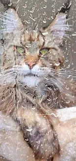 Majestic tabby cat relaxing in a plush bed with a calm expression.