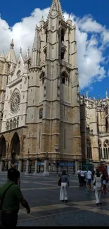 Gothic cathedral against a blue sky.