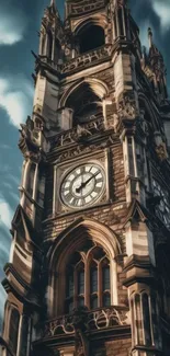 Majestic clock tower under a vivid sky.