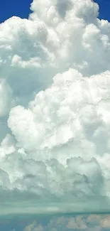 Majestic cloud formation under blue sky background.